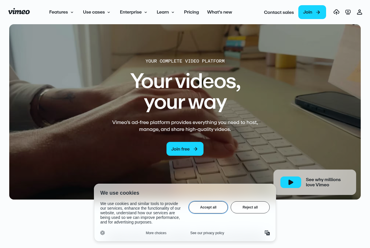 The Vimeo home page